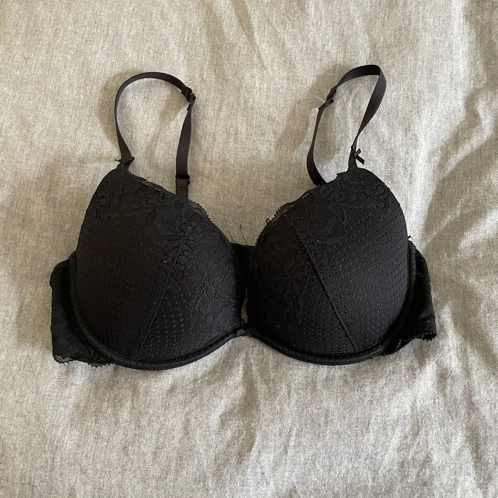 aerie black lace Emma style push up bra